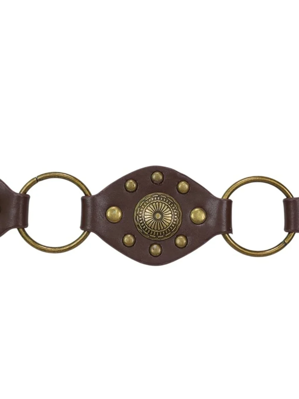 Truelove Brown Brass & Leather Belt with Brass Studs & Buckle XL 1 1/2